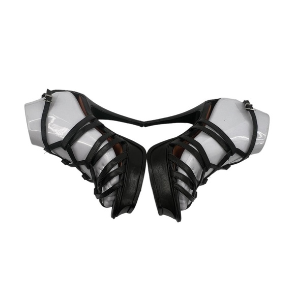 Aldo Black Strappy Platform Stiletto Heels Size 37 Women’s - Picture 6 of 8